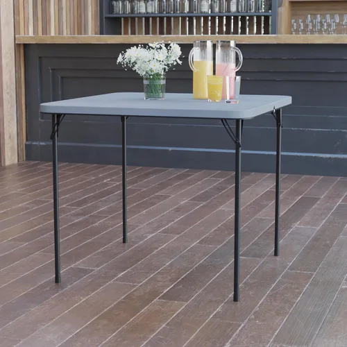 Miniatura 2 de Flash Furniture Dunham Mesa Cuadrada de Plástico Plegable para Eventos de 2.83 Pies con Asa de Transporte, Mesa de Banquete Portátil Bi-Fold