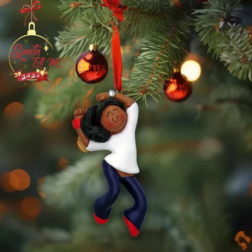 Miniatura 4 de Adorno de Navidad de bailarina 2025 con nombre y año - Regalo personalizado para bailarinas negras, intérpretes infantiles, amantes del hip hop