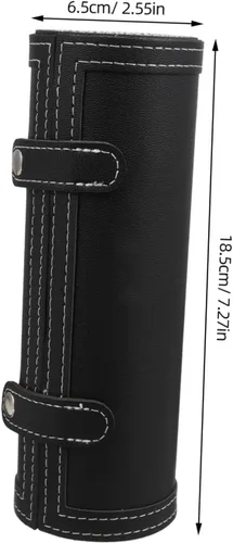 Miniatura 7 de Makeup Brush Organizer Case Black Leather Makeup Brush Bag with Eyebrow Pencil Holder for Women