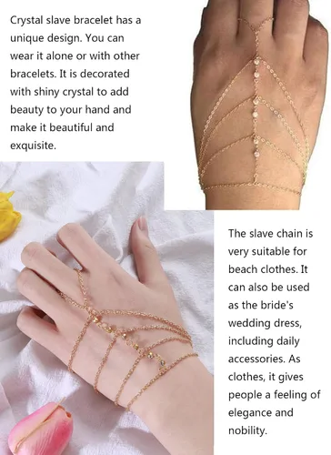 Miniatura 3 de Pulsera de borla bohemia, anillo de dedo esclavo, arnés de mano para celebridades, anillo de mano para mujer, pulsera de anillo de dedo