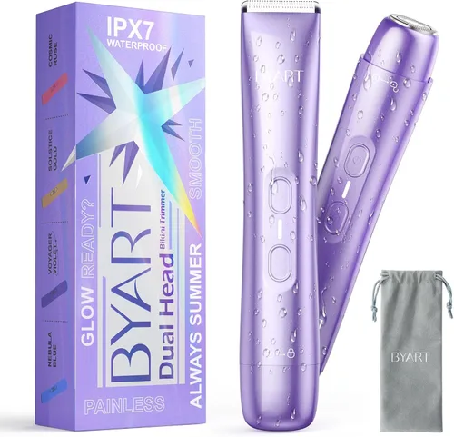Miniatura 12 de BYART Recortadora de bikini de pelo púbico para mujer, maquinillas de afeitar eléctricas para área privada y piel sensible, afeitadora recargable