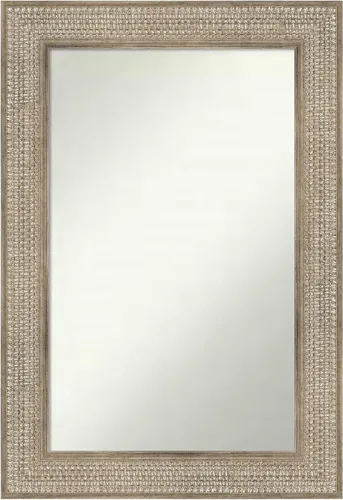 Miniatura 105 de Amanti Art Espejo de baño plateado para sobre fregadero, 26 x 26 pulgadas, espejo cuadrado de níquel pulido, marco de madera tradicional mediano, se