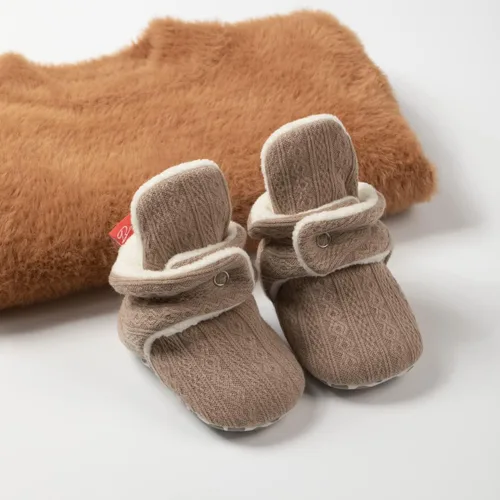 Miniatura 114 de Botines de forro polar para bebés, niños y niñas, pantuflas antideslizantes con agarre suave, zapatos de calcetín para recién nacidos, cuna