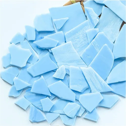 Miniatura 16 de Hojas de mosaico de vidrio teñido mixto de 7 onzas, azulejos de mosaico de vidrio roto grandes para manualidades, suministros de mosaico de pared