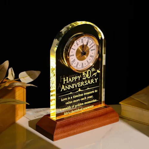 Miniatura 6 de YWHL Regalos de reloj de aniversario de boda de 50 años para padres y abuelos, regalos de aniversario de 50 años para parejas, relojes de mesa