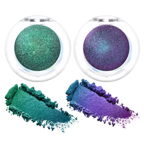 Miniatura 8 de evpct Paleta de maquillaje para sombras de ojos con brillo de camaleón verde bosque, purpurina metálica, efecto duocromático, multicromático