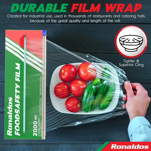 Miniatura 4 de Ronaldos - Película de seguridad alimentaria, envoltura de plástico de 12 pulgadas x 2000 pies, grado comercial, utilizada para la industria