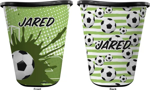 Miniatura 2 de YouCustomizeIt Cesta de basura de fútbol personalizada - doble cara (negro)