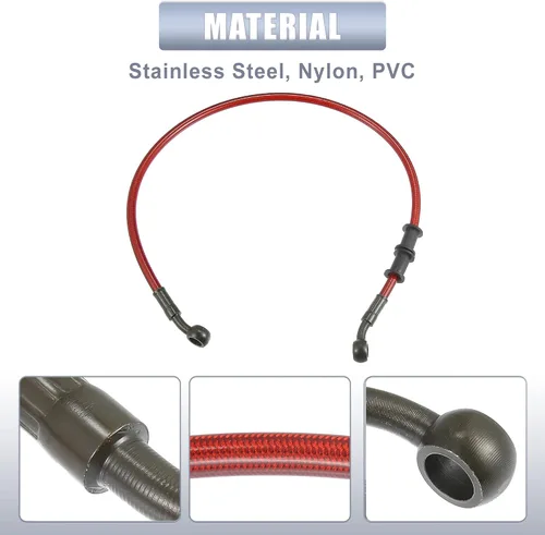Miniatura 6 de X AUTOHAUX 23.6 in 23.62" Longitud 0.394 in ID motocicleta freno hidráulico manguera tubo tubo de manguera de acero inoxidable 28° cable trenzado