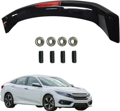 WFLNHB Alerón de maletero negro brillante con repuesto de lámpara de luz de freno para Civic 4-Door Sedan 2013-2015