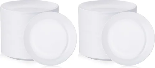 Miniatura 13 de Nervure - Juego de 100 platos de plástico desechables negros de 7.5 pulgadas, platos de postre negros desechables, platos de plástico dorado