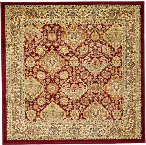 Miniatura 13 de Unique Loom - Colección Voyage - Alfombra redonda tradicional oriental, marrón, Polipropileno, Marrón/Rojo