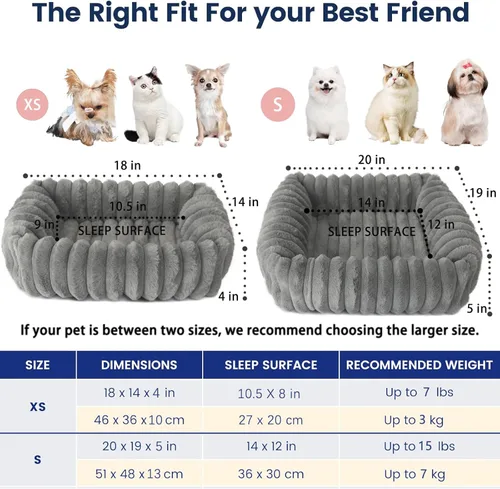 Miniatura 5 de Small Cat Beds for Indoor Cats Washable Furry Kitten Beds with Sides,Rectangle Orthopedic Soft Calming Comfy Sleeping Extra Small Pet Beds for Cats