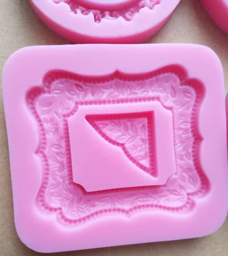 Miniatura 6 de Mini boda rosa esquina espejo marco de fotos corazón redondo cuadrado ovalado silicona Fondant molde decoración pastel pastel juego de 4