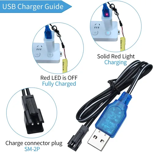Miniatura 5 de Shockli 3.7V 800mAh Batería de control remoto para automóvil RC [500mAh actualizada], batería recargable Shockli de 3.7 V SM-2P con cable de carga