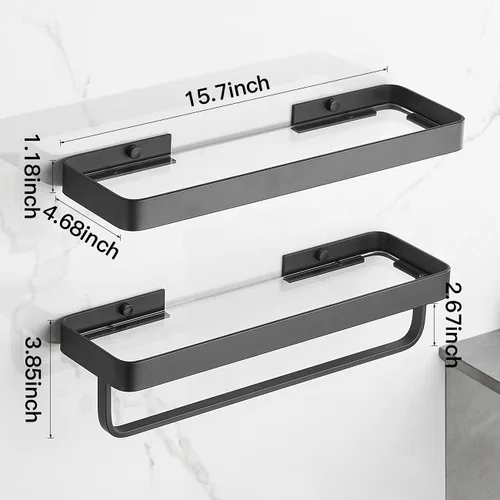 Miniatura 2 de VOLPONE Estantes de baño Estante de vidrio montado en la pared para estante flotante, estantes de vidrio templado, organizador de pared de baño de 2