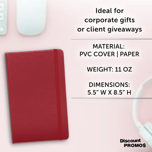 Miniatura 4 de DISCOUNT PROMOS Diarios personalizados de tapa dura con banda elástica de colores, paquete a granel personalizado, perfecto para la escuela