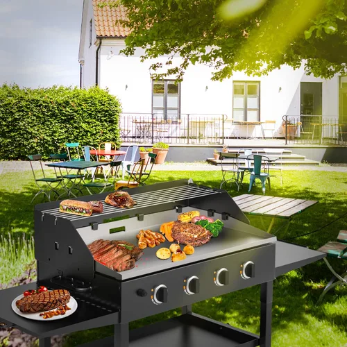 Miniatura 6 de BBQ-PLUS Protector de viento para plancha y rejilla de calentamiento para Blackstone, kit de accesorios para plancha para Blackstone (para 36")