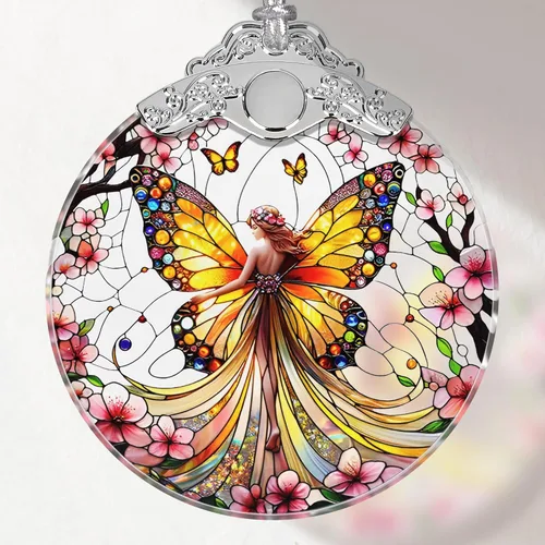 Miniatura 11 de Adorno de vitral, adornos de Navidad, decoraciones de árbol de Navidad, decoración de mariposa de Navidad, adornos de mariposa para árbol