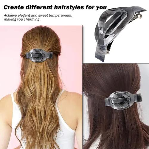 Miniatura 2 de Pinzas de pelo francesas acrílicas para cabello fino, pinzas planas para el cabello, lindas pinzas decorativas de plátano, pasadores para peinar