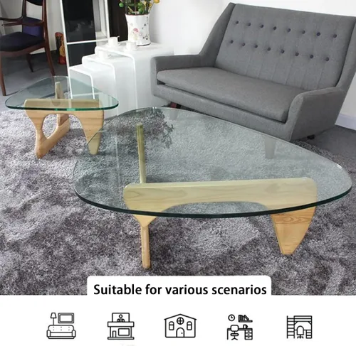 Miniatura 4 de EASYSOUL Mesa de centro moderna de cristal, 32.68 pulgadas de profundidad x 22.44 pulgadas de ancho x 15.75 pulgadas de alto, mesas de té redondas