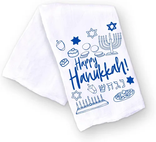 Miniatura 12 de Toalla de cocina divertida mezclada para las fiestas de Navidad y Hanukkah, toalla de cocina judía con árbol de Navidad y menorá, regalo