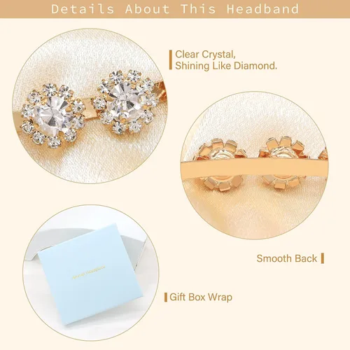 Miniatura 6 de Diadema de boda con cristal y accesorios para el cabello (dorado, 5.5 pulgadas)