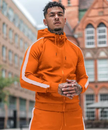 Miniatura 2 de COOFANDY Chándal para hombre con bolsillos con cremallera completa, sudadera con capucha y cremallera completa, 2 piezas, para correr, trotar
