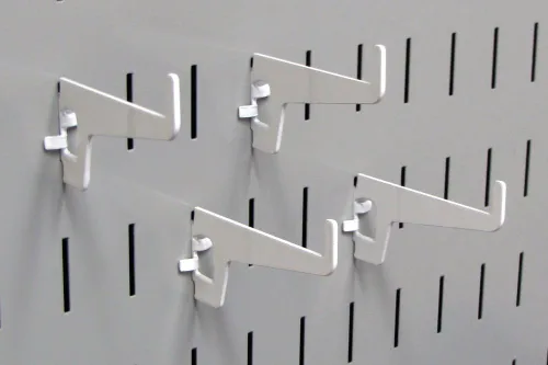 Miniatura 11 de Wall Control Ganchos de metal azul (paquete de 2) – Capacidad de 35 libras, estilo moderno, ranurados, resistentes a la corrosión, para montaje
