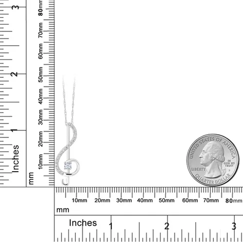 Miniatura 2 de Gem Stone King Keren Hanan Inspirado en la Música 0,28 quilates blanco creado zafiro GH laboratorio cultivado diamante blanco de 10 K oro blanco