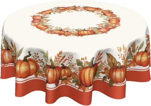 Miniatura 38 de Sweetshow Mantel Tropical Redondo de 60 Pulgadas para Verano Hoja de Palmera Hawaiana Verde Mantel Redondo de Poliéster Lavable Cubierta de Mesa