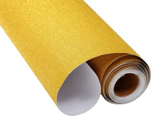 Miniatura 7 de Bright Creations Rollo de papel dorado para póster, rollo de papel adhesivo para manualidades y álbumes de recortes, hojas de purpurina dorada