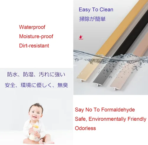 Miniatura 6 de Tira de transición de suelo de aluminio con moldura en T, para garaje, laminado a vinilo, tira de umbral de borde de puerta, para porche, entrada