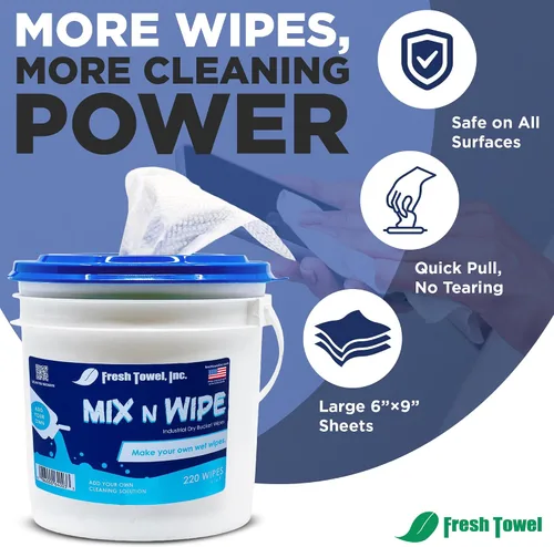 Miniatura 4 de Fresh Towel Mix-N-Wipe - Recambio de toallitas secas, 1 paquete (220 hojas), haz tus propias toallitas húmedas, hojas de 6 x 9 pulgadas, toallas