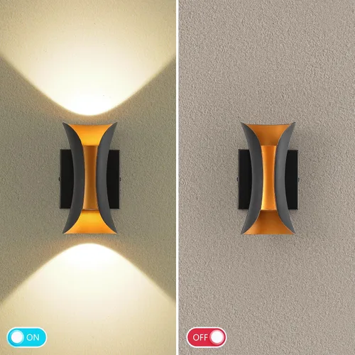 Miniatura 6 de ziidoo Aplique de pared moderno para interiores y exteriores, 7.9 pulgadas IP65 negro y dorado LED luminaria para patio, porche, puerta delantera