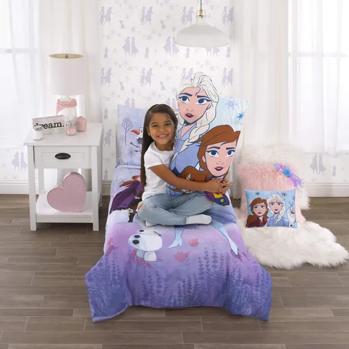 Miniatura 5 de Disney Frozen 2 Anna & Elsa - Funda de almohada para niños pequeños, lavanda, azul claro, morado, Frozen 2 Anna y Elsa, estándar (4114720P)