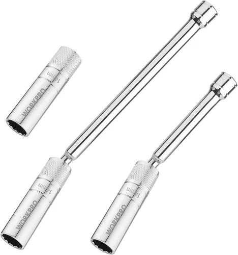 Miniatura 11 de WORKPRO Enchufe magnético para bujías de 5/8 pulgadas con diseño magnético, enchufe giratorio de pared delgada para bujías, unidad de 3/8 pulgadas x