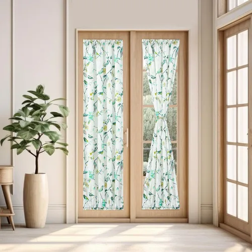 Miniatura 12 de VOGOL - Cortina decorativa con patrón de pájaros para puerta delantera, cortinas francesas de cocina con reducción de vista, 1 panel de lino