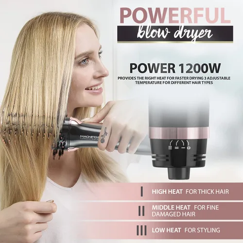 Miniatura 2 de Cepillo secador de pelo redondo - Cepillo secador de aire caliente para mujeres para secar el cabello, peinar y dar volumen (negro)