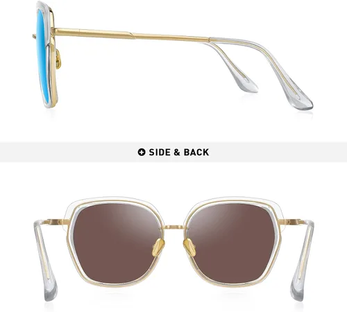 Miniatura 4 de Gafas de sol polarizadas vintage con marco de escudo para mujer con caja de regalo O6371