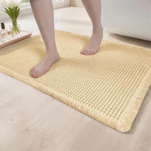 Miniatura 21 de Alfombras de Baño con Textura Waffle, Tapetes de Baño Bohemios Súper Absorbentes, Tapetes Antideslizantes para Ducha, para Piso de Baño y Bañera