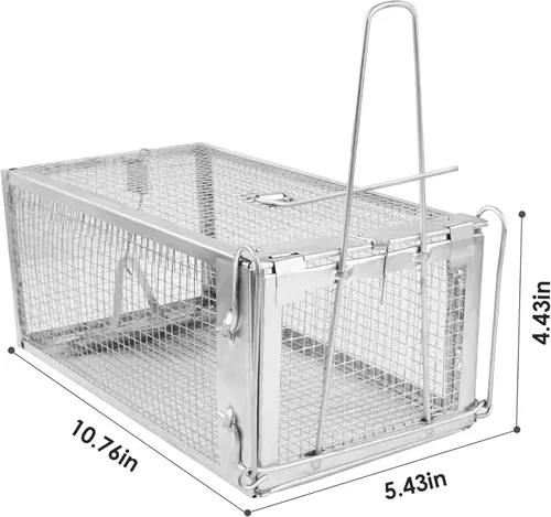 Miniatura 2 de Trampa para jaula de ratas, trampa de metal para animales vivos para ratas, ratones, ardillas, fácil de atrapar y liberar, reutilizable