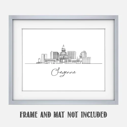 Miniatura 2 de TJ Originals Cheyenne Skyline - Decoración de pared para sala de estar, arte de pared en blanco y negro, imágenes artísticas de línea estadounidense