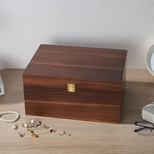 Miniatura 6 de Caja de almacenamiento grande de madera – Caja de madera con tapa para decoración del hogar, ideal para recuerdos, baratijas, joyas y fotos, 12.5 x