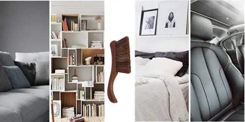 Miniatura 6 de Escoba de mano, escoba de mano para cepillo de cama, cepillo de pelo de caballo con mango de madera, cepillo de cama extendido, para automóvil