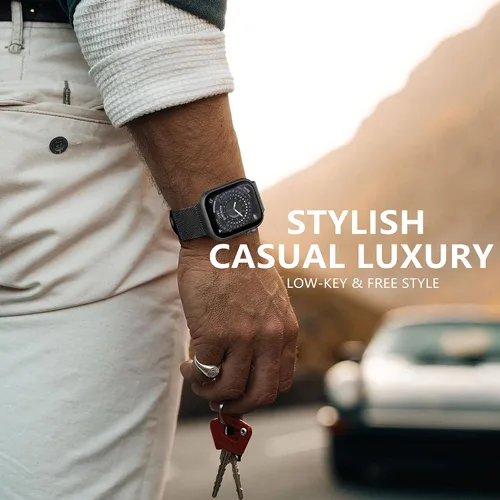 Miniatura 2 de Zedoli Correa de Metal Compatible con Apple Watch de 1.57/1.50/1.61/1.77/1.73/1.65/1.75 pulgadas para Mujeres y Hombres, Pulseras de Malla de Malla