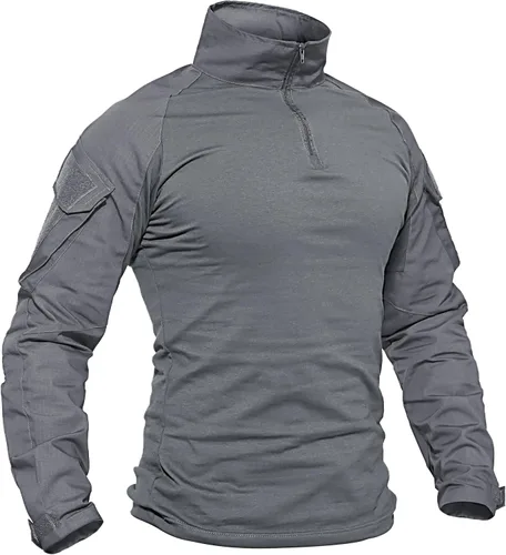 Miniatura 11 de TACVASEN Camisa táctica de manga larga para hombre, con cremallera de 1/4, con bolsillos, para paintball, militar, Airsoft, transpirable