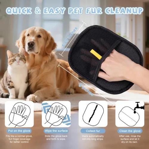 Miniatura 7 de Guante de depilación de mascotas para removedor de pelo de mascotas, un peine para perros y gatos y un llavero más utilizado para almacenar Hari