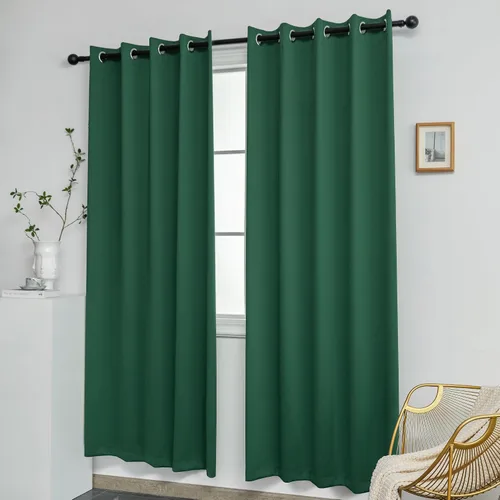 Miniatura 2 de YGO - Cortinas verdes de 183 cm de ancho por 213 cm de largo para dormitorio - Cortinas opacas con ojales en la parte superior, extra anchas