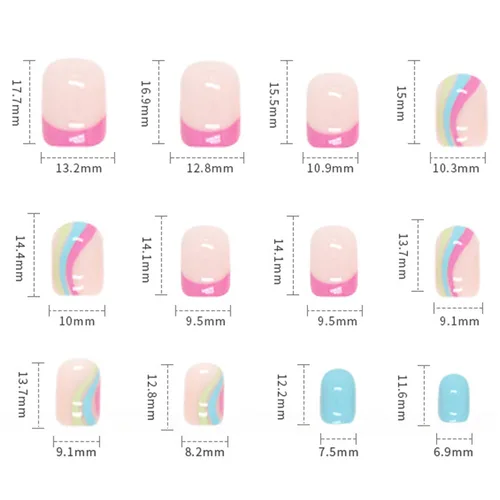 Miniatura 3 de Uñas postizas a presión de longitud corta, 24 piezas de cobertura completa, reutilizables, brillantes, uñas postizas con pegamento, uñas postizas